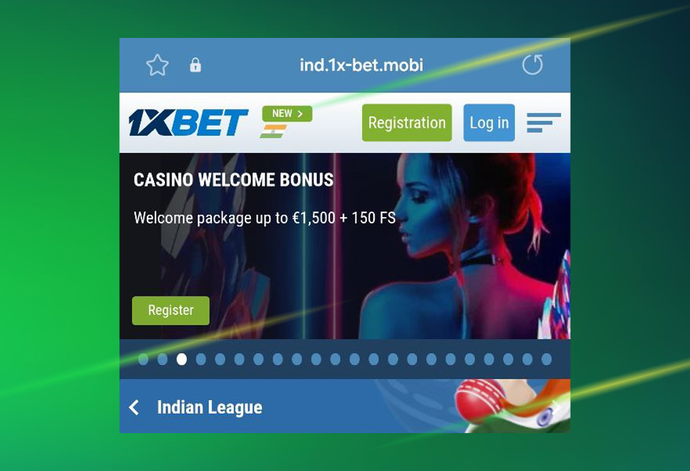 Step 1: Open the official 1xBet website.