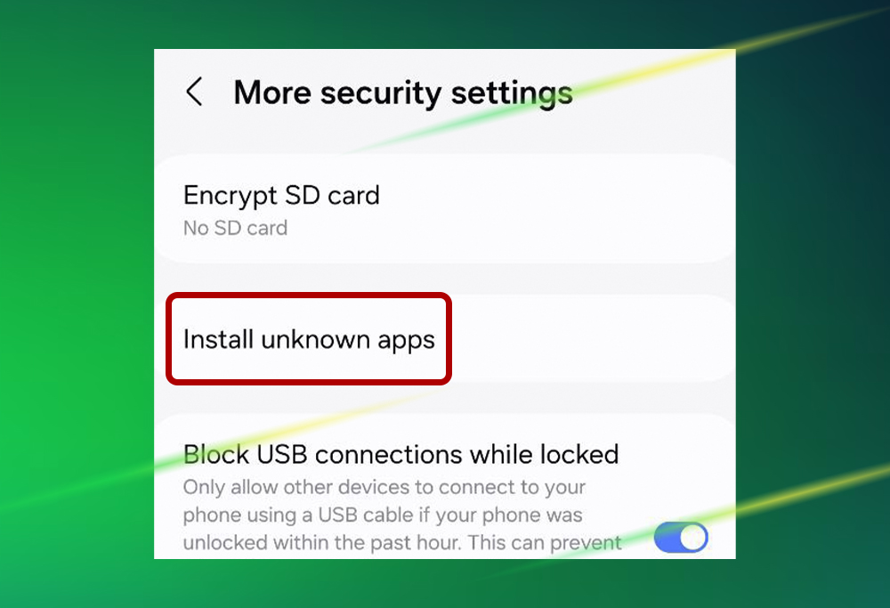 Step 3 of 1xBet APK installation on Android showing 'Install unknown apps' option
