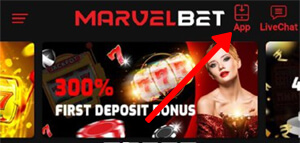 MarvelBet mobile betting app interface.