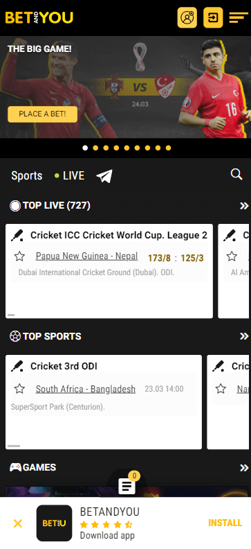 The main page of the betandyou.