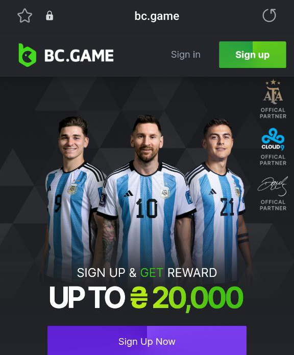 BC Game mobile app main screen