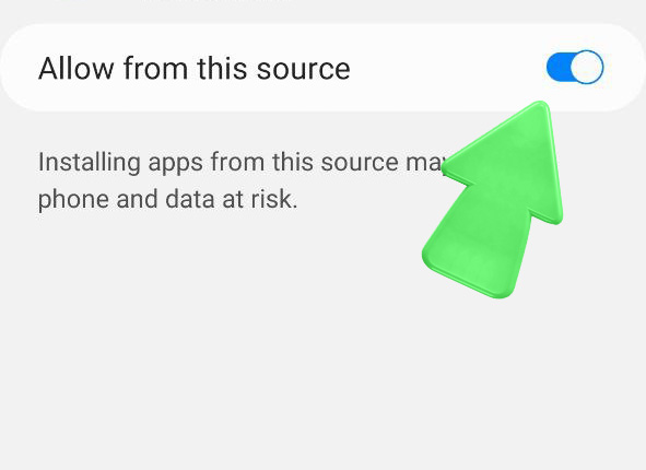 Step 5 of installing the IqPari app on Android: the ‘Allow from this source’ permission.