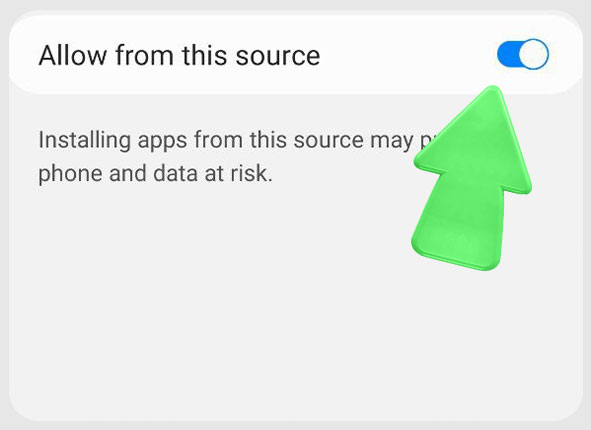 Step 4 – Allow from this source to install the Satbet app.