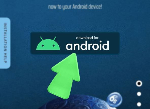 Step 3 of installing the Six6s APK on Android with a visible 'Download for Android' button