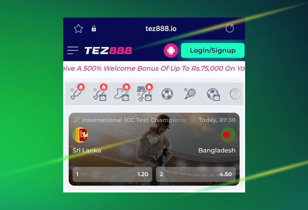 Tez888 mobile home page