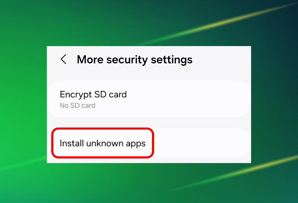Step 2 of downloading the Sportsbet app: the 'Install unknown apps' settings screen.