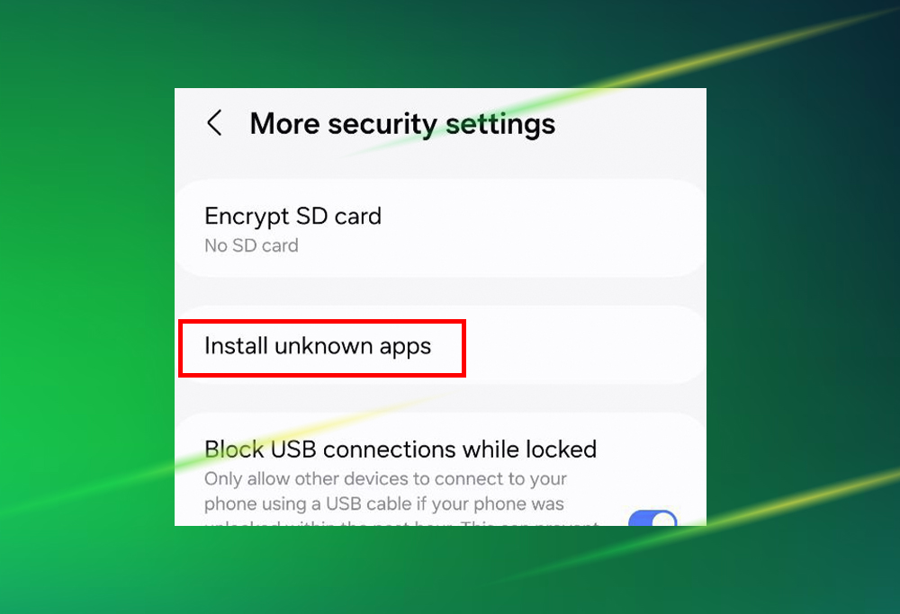 Allow installation of apps from unknown sources on Android
