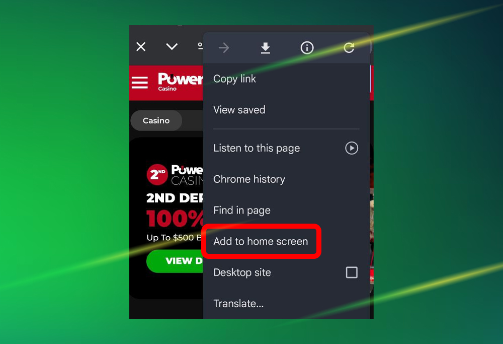 Powerplay APK download step 3 — Add to Home screen