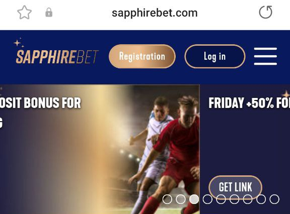 Sapphirebet mobile app main screen